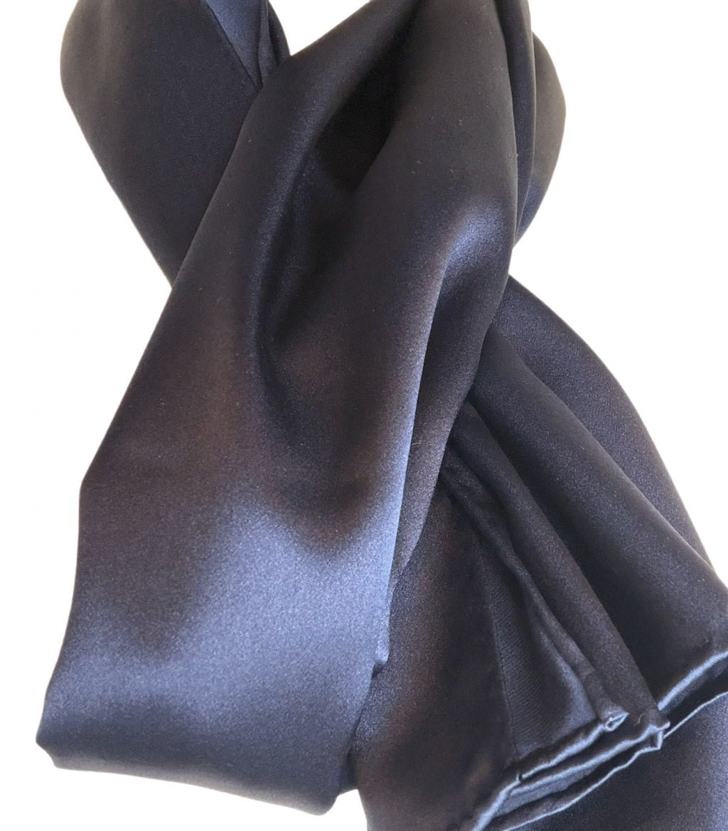 Silk Rectangle Scarf — 19mm | Core Collection (Navy Blue & Emerald Green)