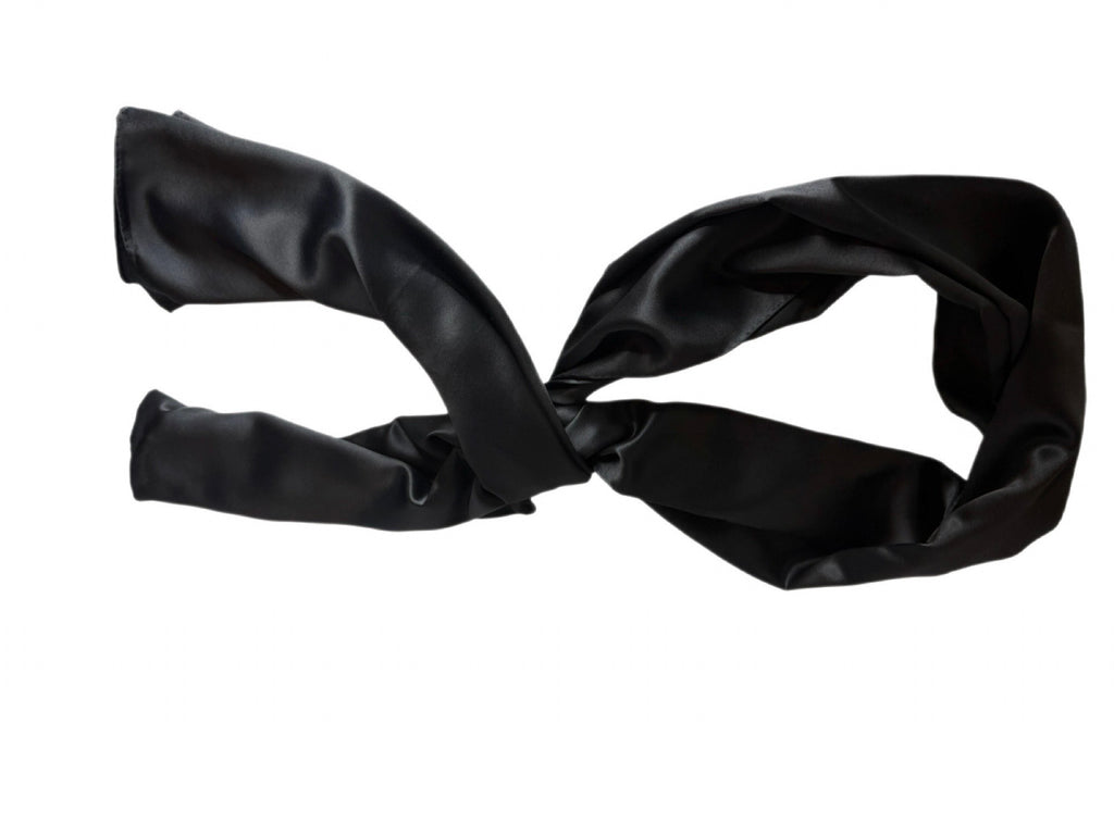 Black 22mm Mulberry Silk Scarf — Signature Edition