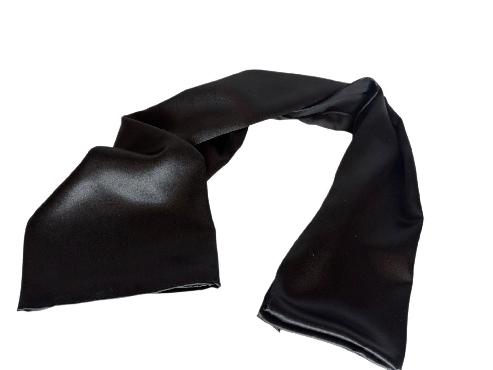 Black 22mm Mulberry Silk Scarf — Signature Edition