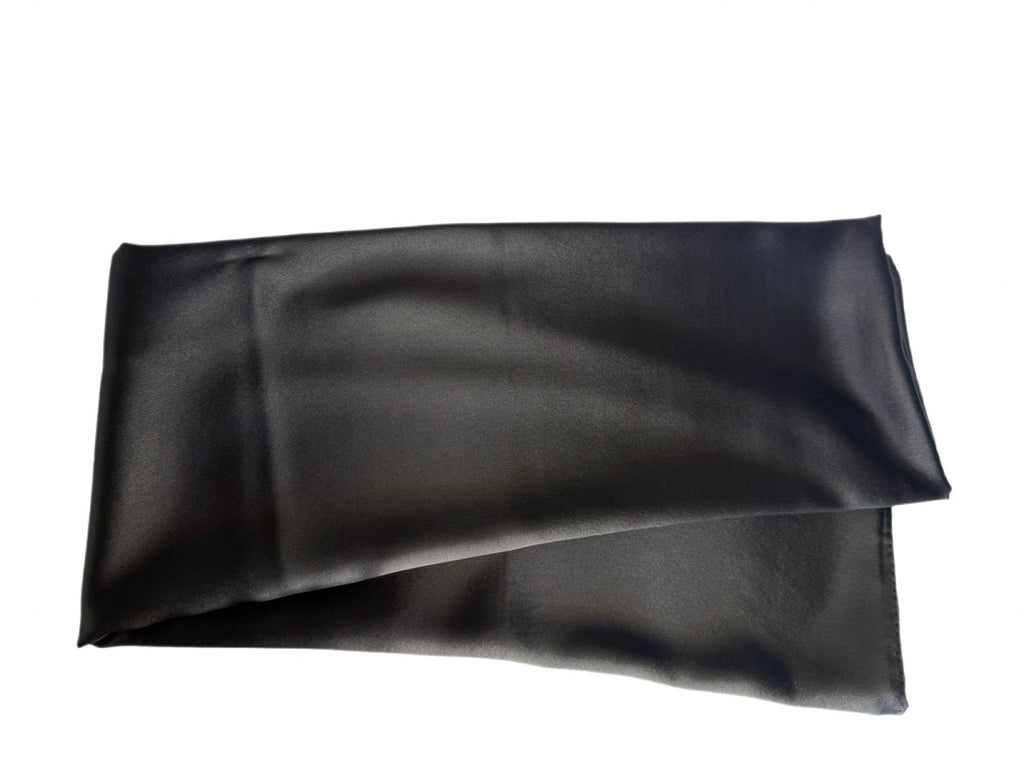 Black 22mm Mulberry Silk Scarf — Signature Edition