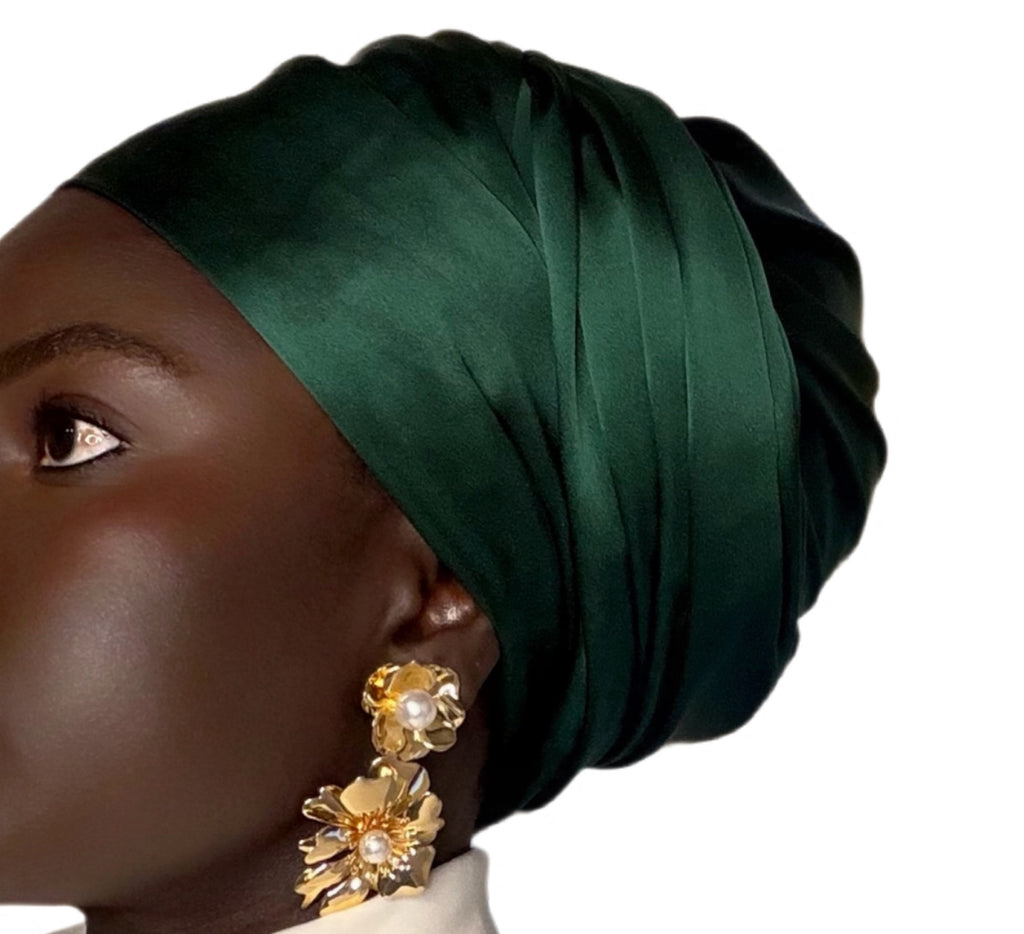 Silk Rectangle Scarf — 19mm | Core Collection (Navy Blue & Emerald Green)