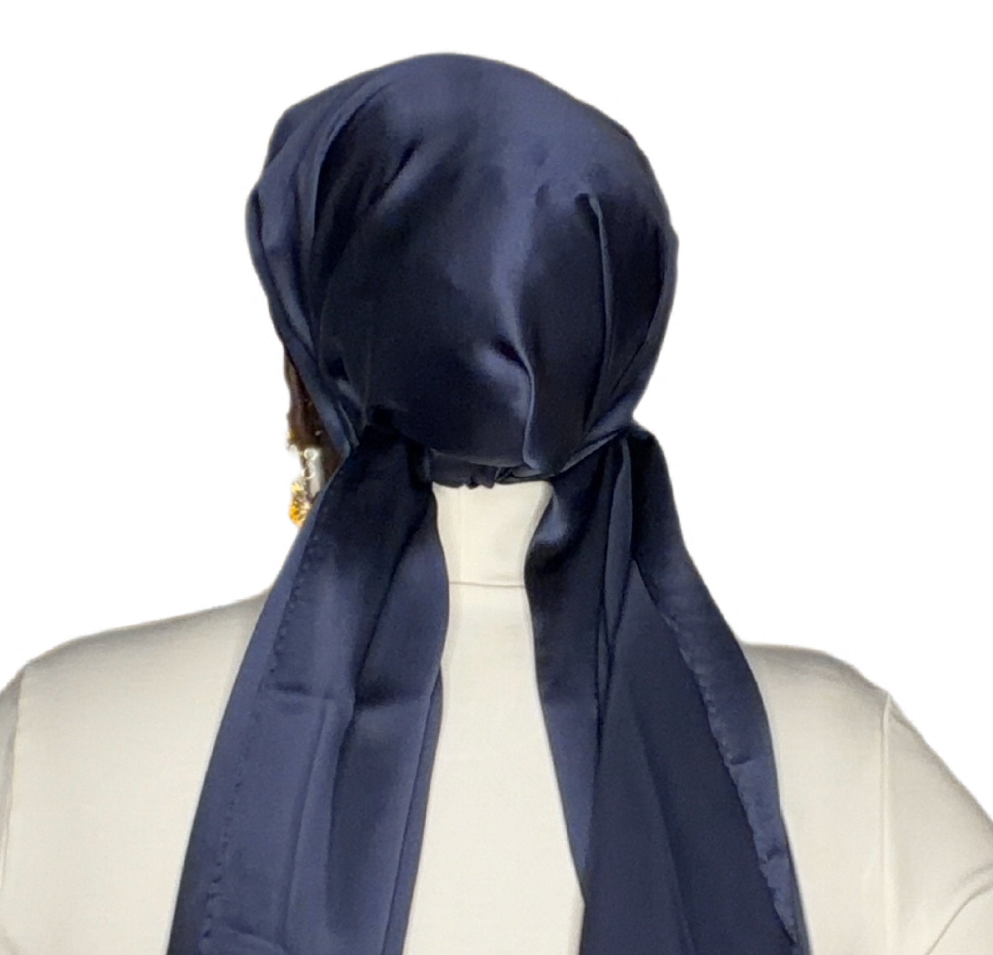 Silk Rectangle Scarf — 19mm | Core Collection (Navy Blue & Emerald Green)