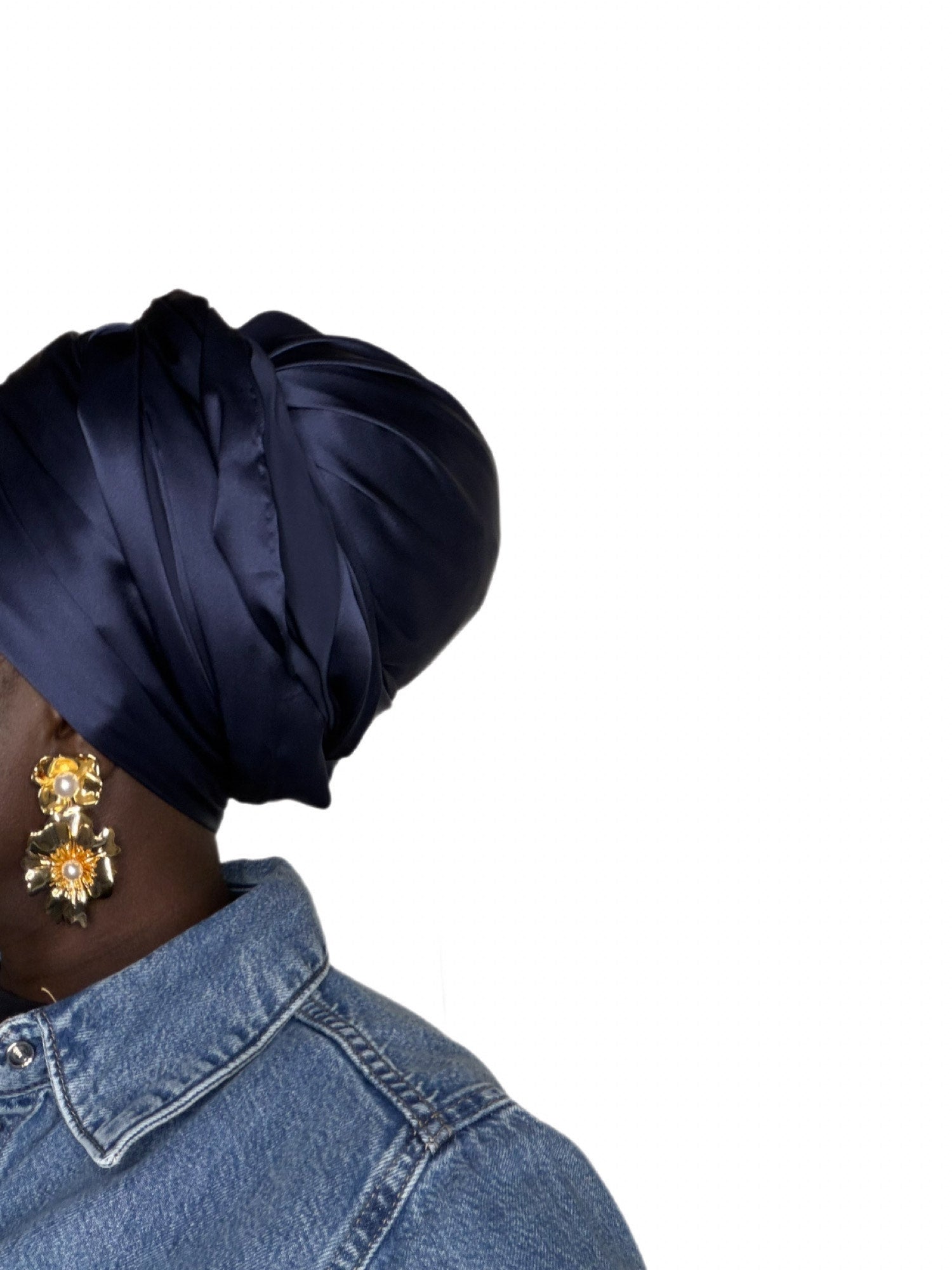 Silk Rectangle Scarf — 19mm | Core Collection (Navy Blue & Emerald Green)