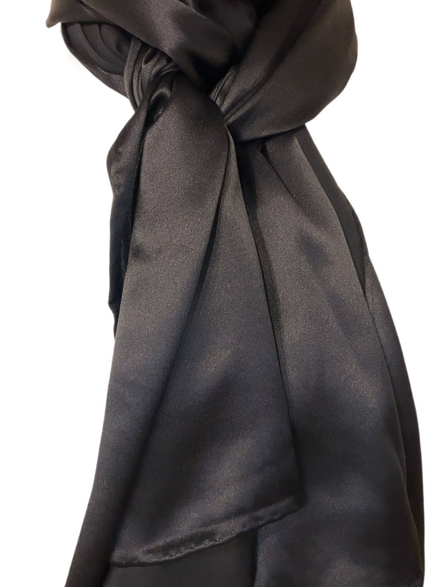 Black 22mm Mulberry Silk Scarf — Signature Edition